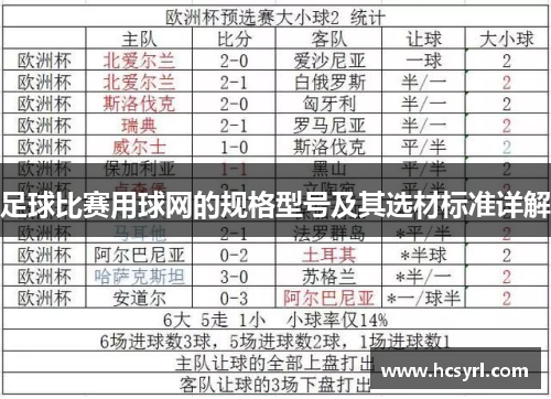 足球比赛用球网的规格型号及其选材标准详解